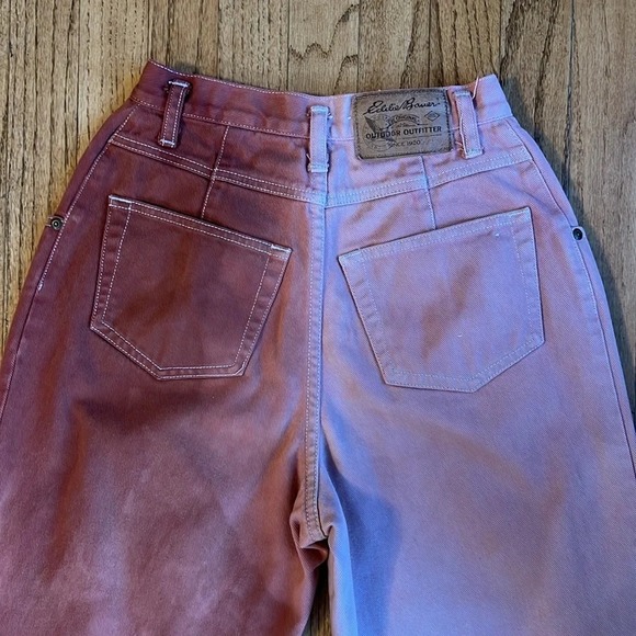 VTG Eddie Bauer two tone jeans pink women size 4 high waist pleated tye dyed - Picture 8 of 12